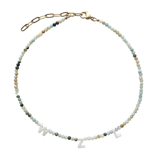 Amazonite Shell Letters Name or Initials Necklace