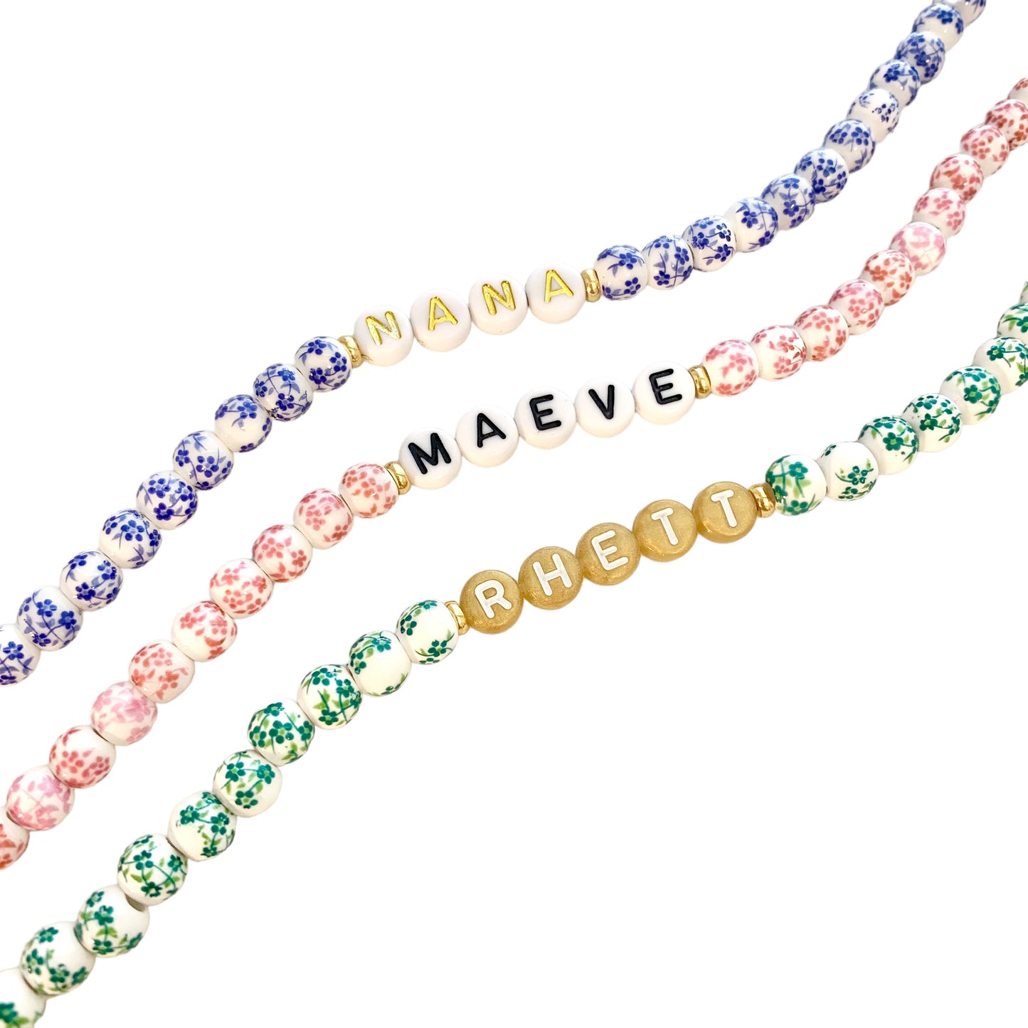 Porcelain Floral Name or Word Bracelet