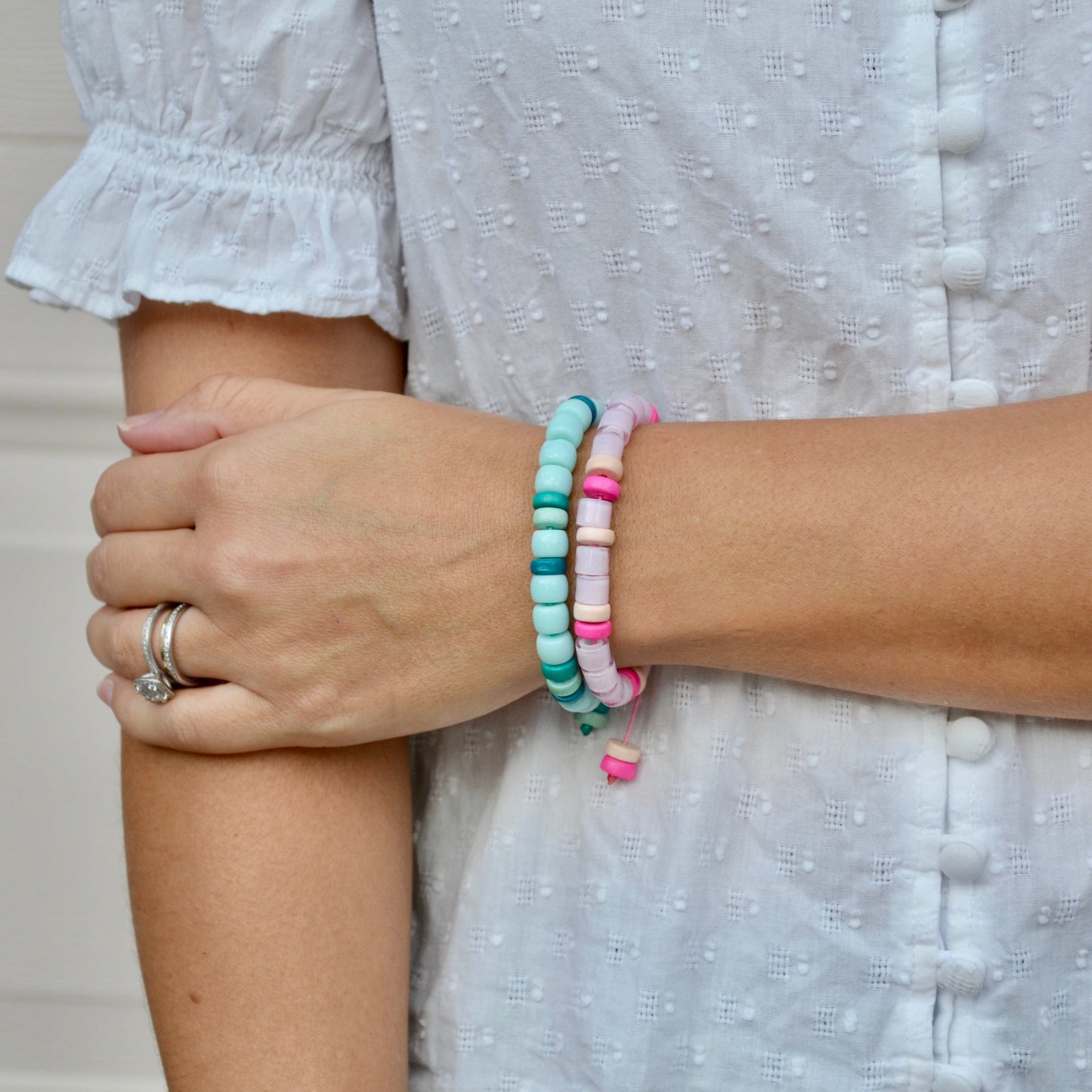 Glass Pony Bead Adjustable Bracelet