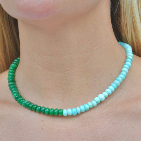 Opal and Jade Gemstone Necklace