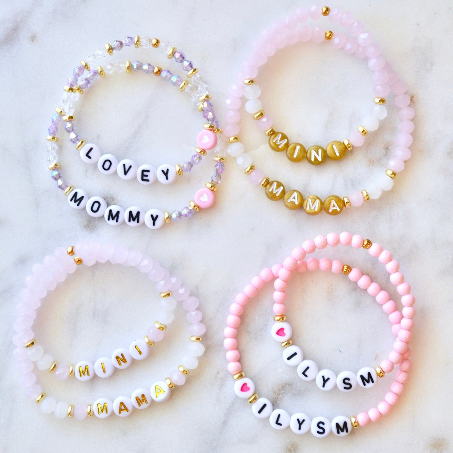 Mommy and Me Beaded Stretch Bracelet Set