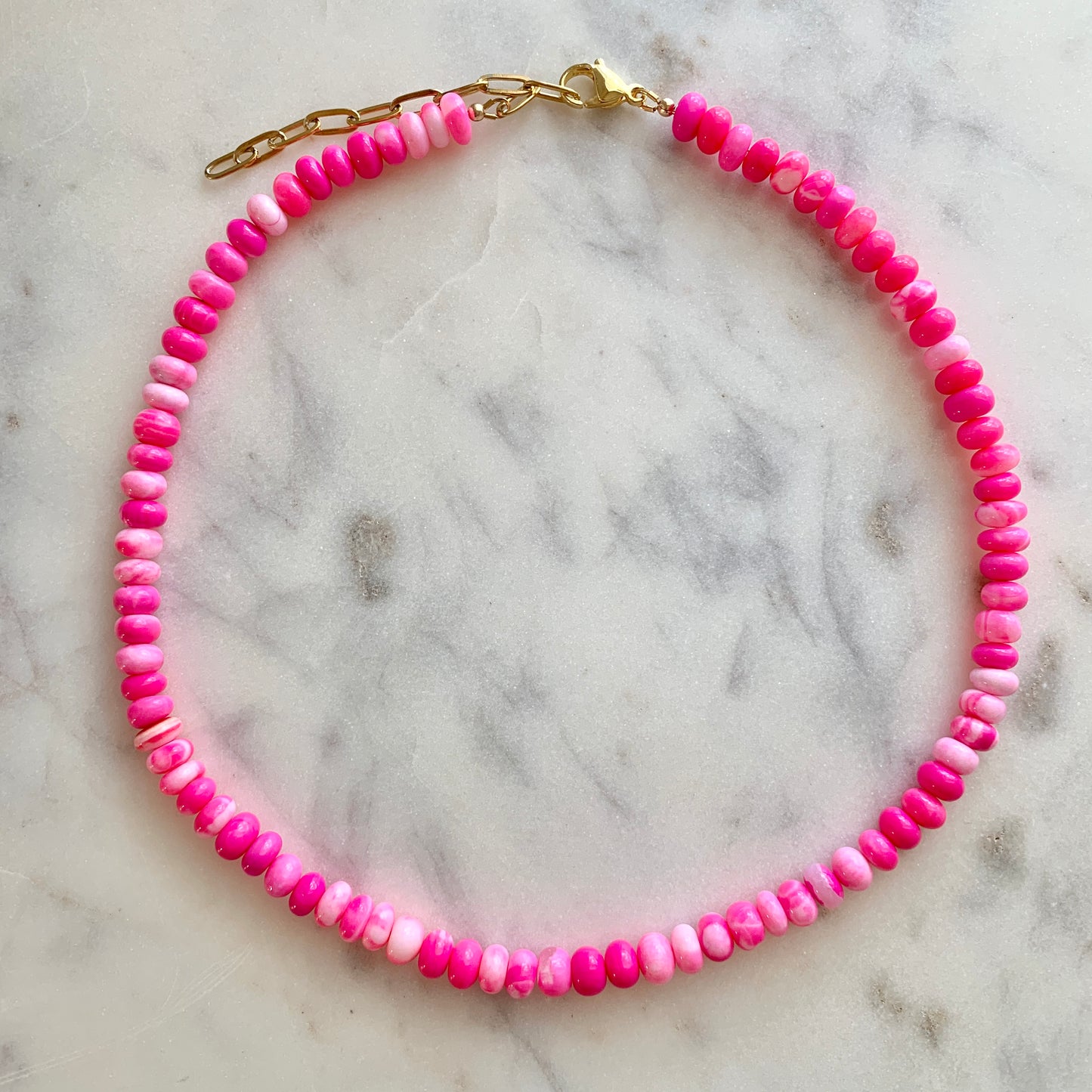 Hot Pink Opal Gemstone Necklace