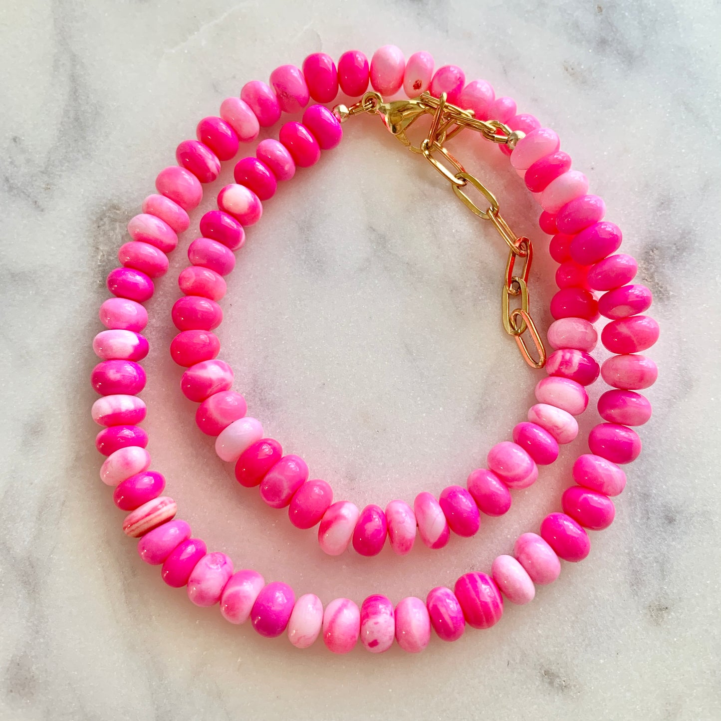 Hot Pink Opal Gemstone Necklace