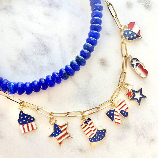 USA Paperclip Chain Charm Necklace