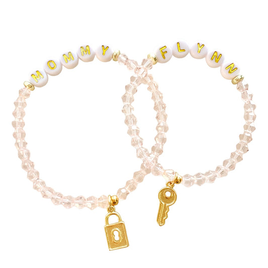 Mommy and Me, Lock and Key Charm Bracelet Set