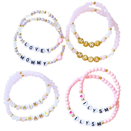 Mommy and Me Beaded Stretch Bracelet Set