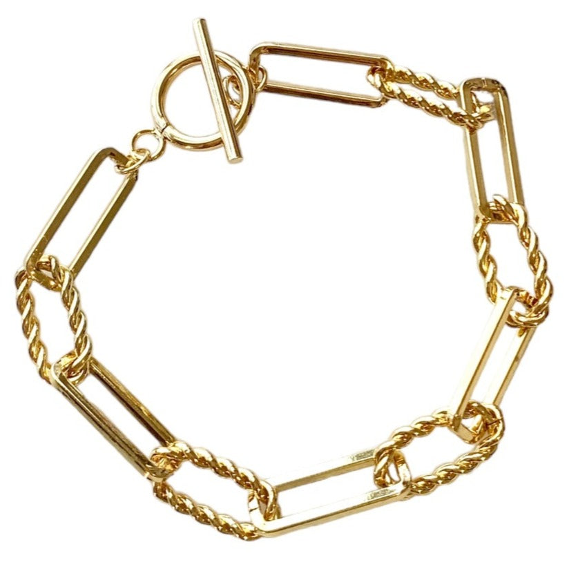 18k Gold Plated Paperclip Chain Bracelet