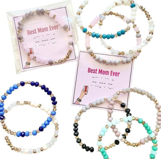 Best Mom Ever Morse Code Beaded Stretch Bracelet