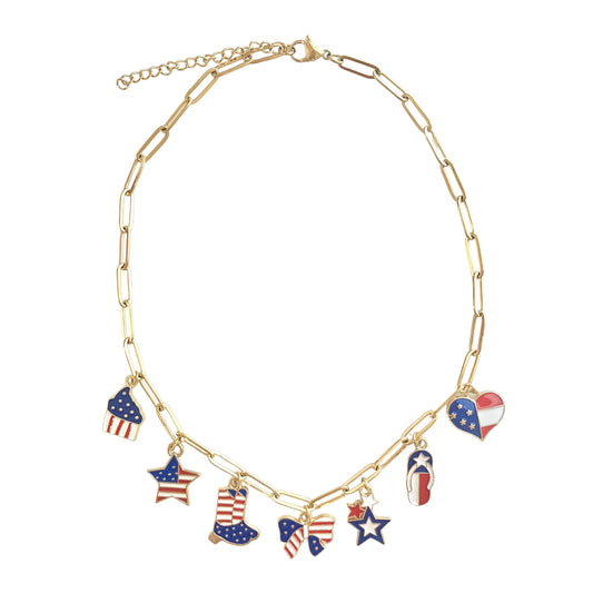 USA Paperclip Chain Charm Necklace