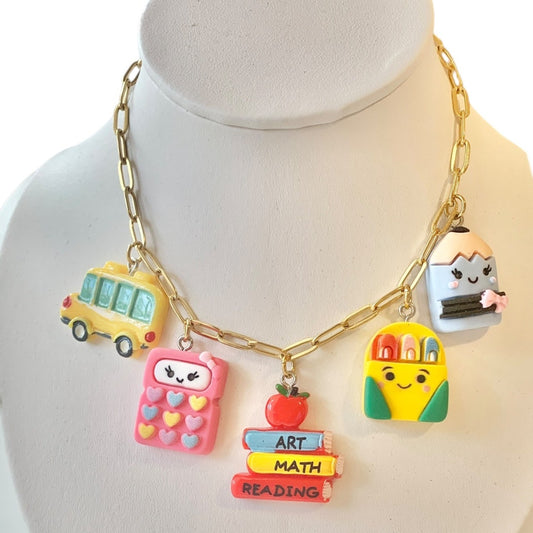 Back to School Paperclip Chain Charm Necklace