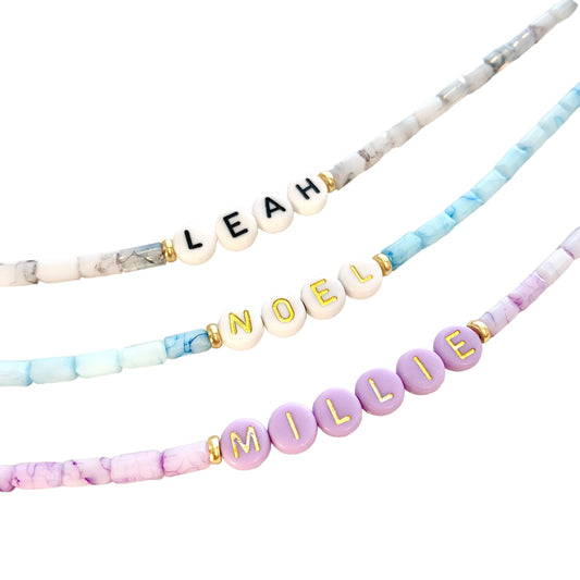 Marbled Bar Bead Name or Word Bracelet