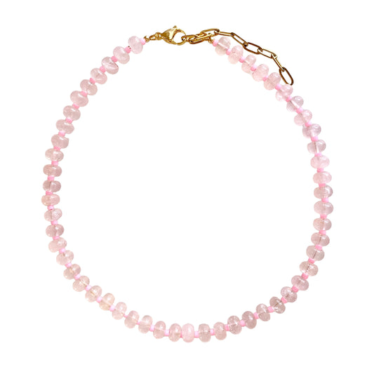 Rose Quartz with Hot Pink Accents Gemstone Necklace