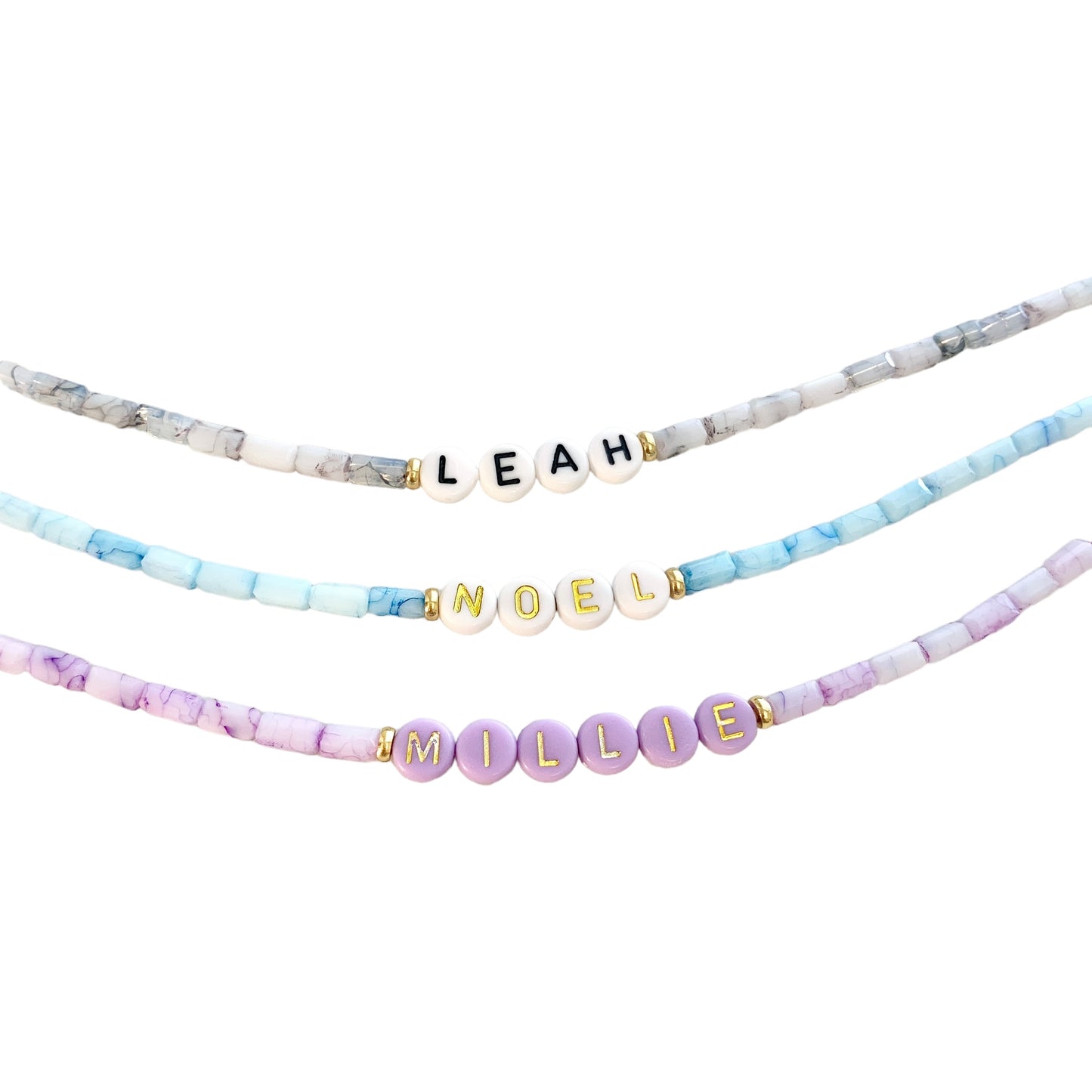 Marbled Bar Bead Name or Word Bracelet