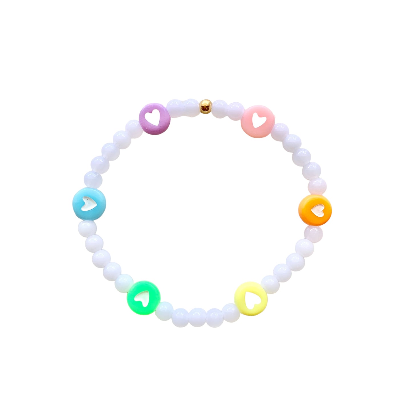 Kids Hearts or Smilies Rainbow Stretch Bracelet