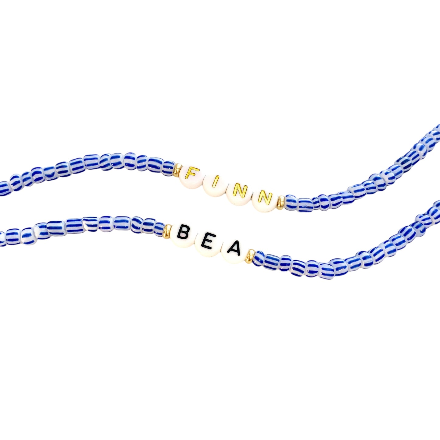 Blue Stripe Name or Word Bracelet