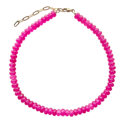 Magenta Jade Gemstone Necklace