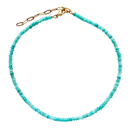 Bright Turquoise Glass Heishi Choker Necklace