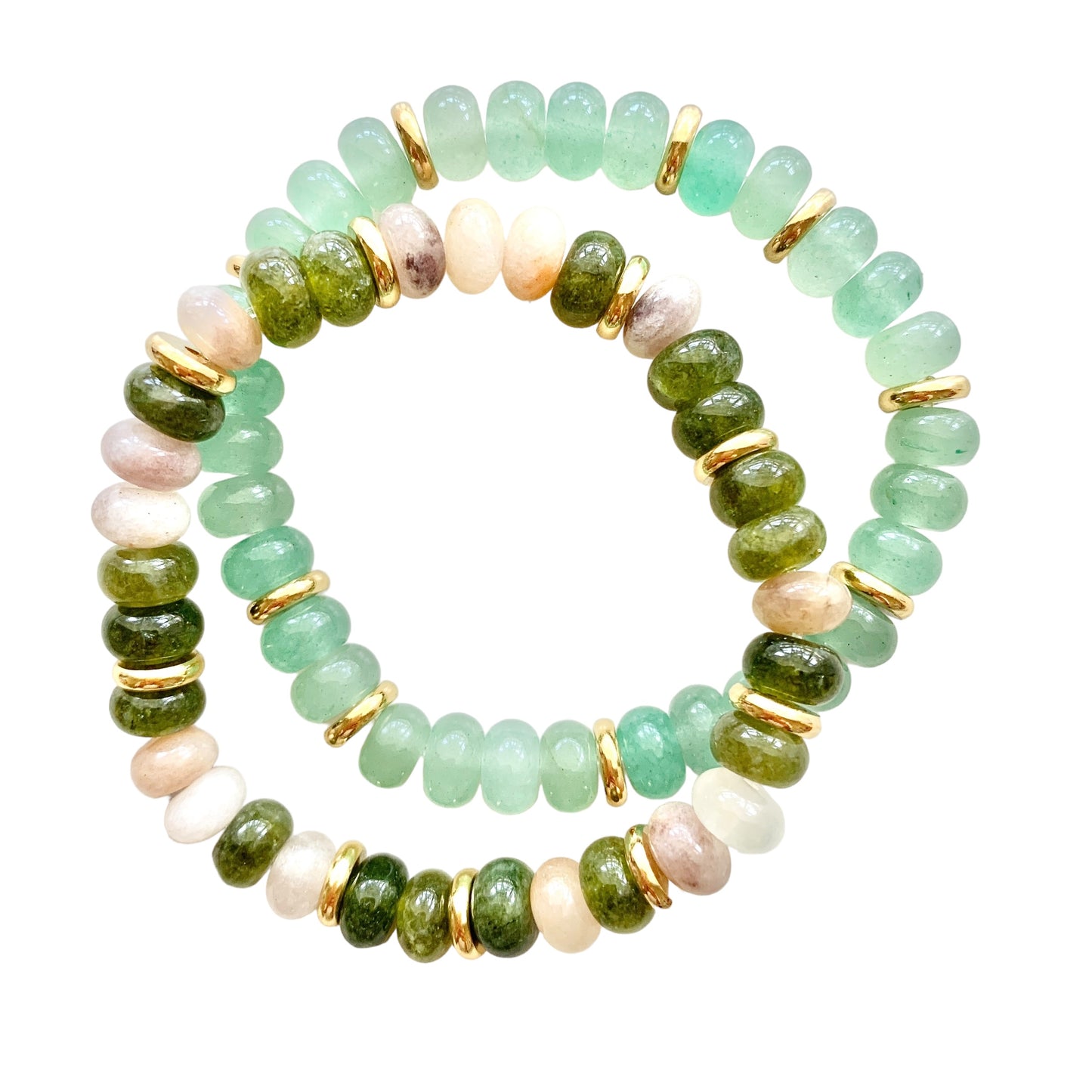 Green Opals Gemstone Stretch Bracelet