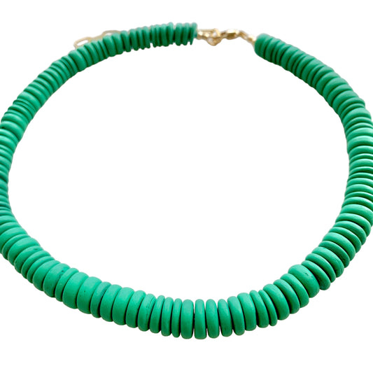 Turquoise Wood Heishi Necklace