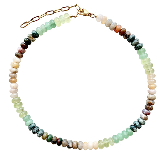 Green and Natural Mixed Gemstone Necklace