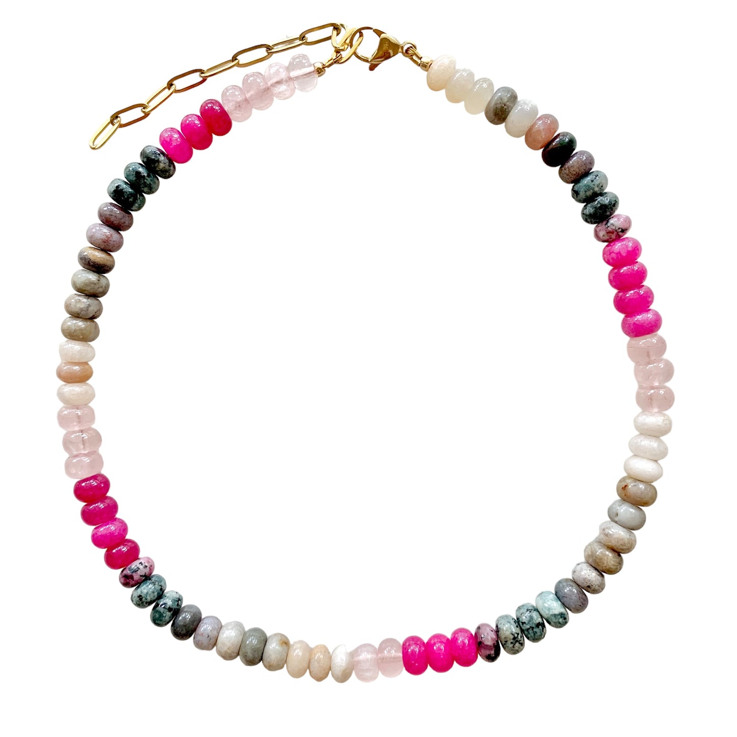 Pink and Natural Mixed Gemstone Necklace