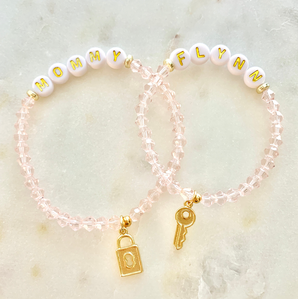 Mommy and Me, Lock and Key Charm Bracelet Set