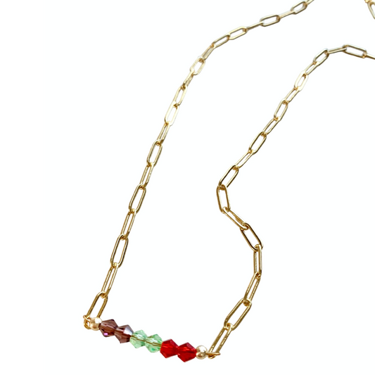 Birthstone or Favorite Color Paperclip Chain Necklace