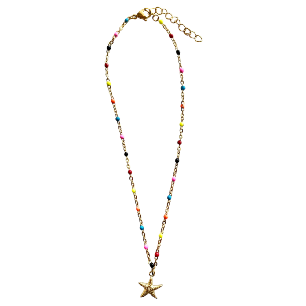 Multicolor Gold Starfish Necklace