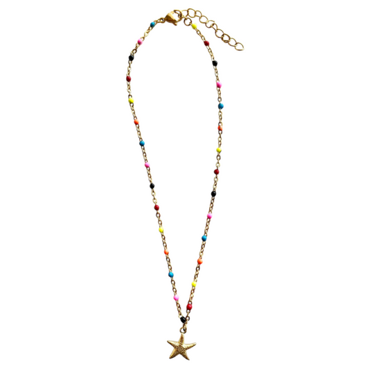 Multicolor Gold Starfish Necklace