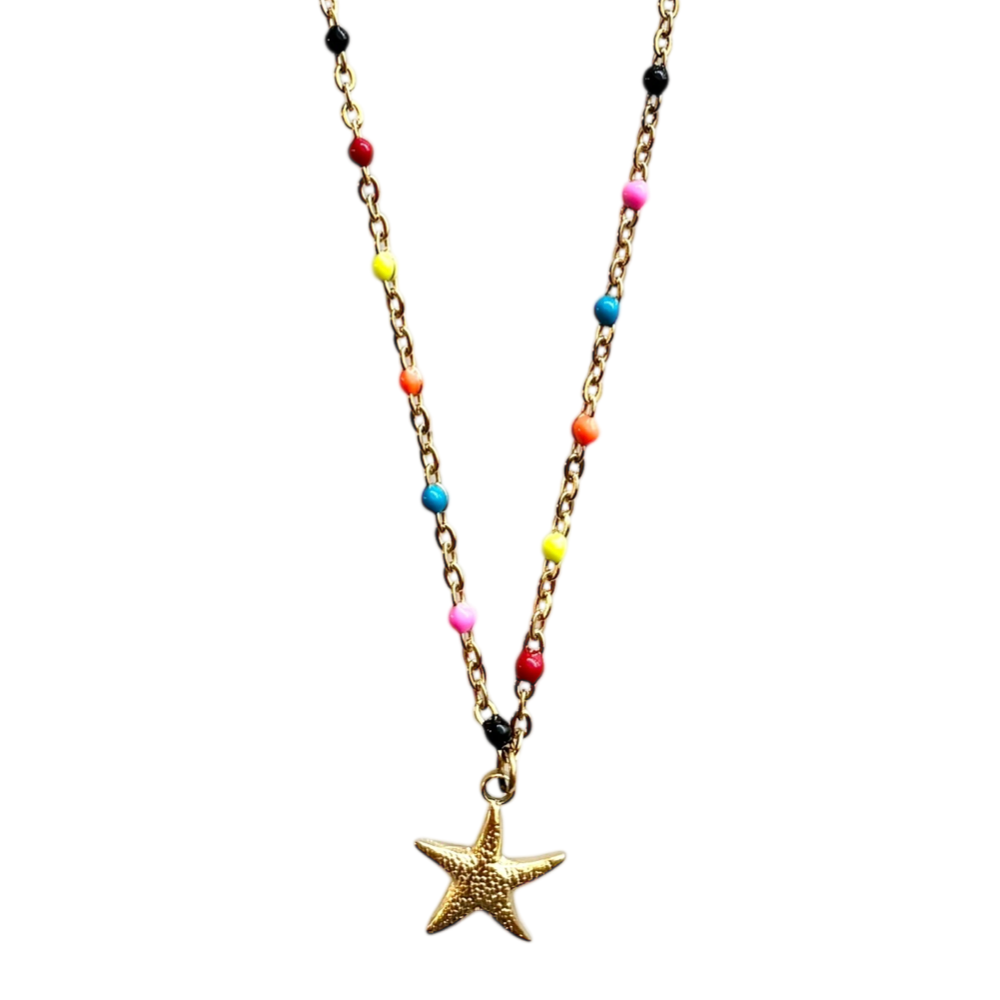 Multicolor Gold Starfish Necklace