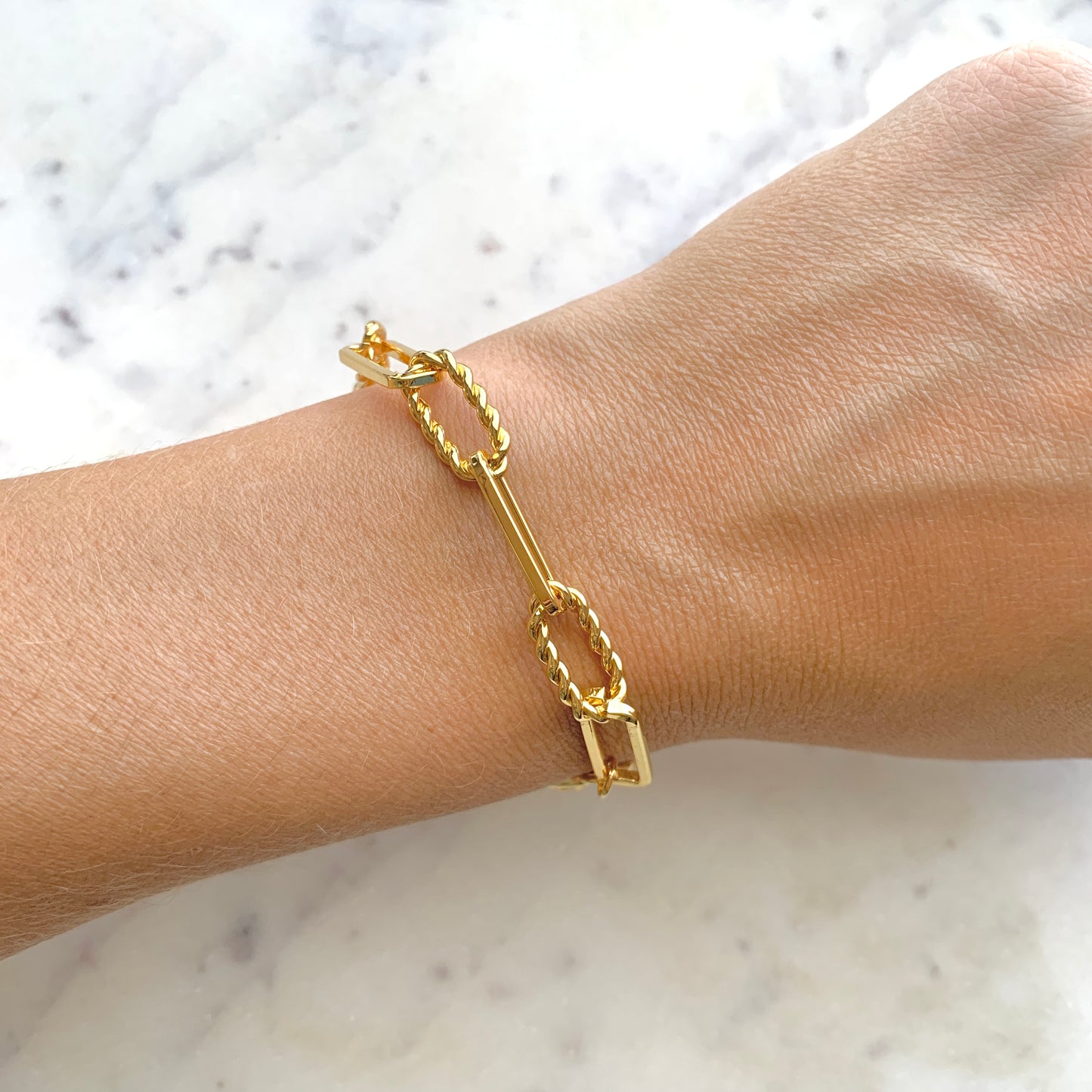 18k Gold Plated Paperclip Chain Bracelet