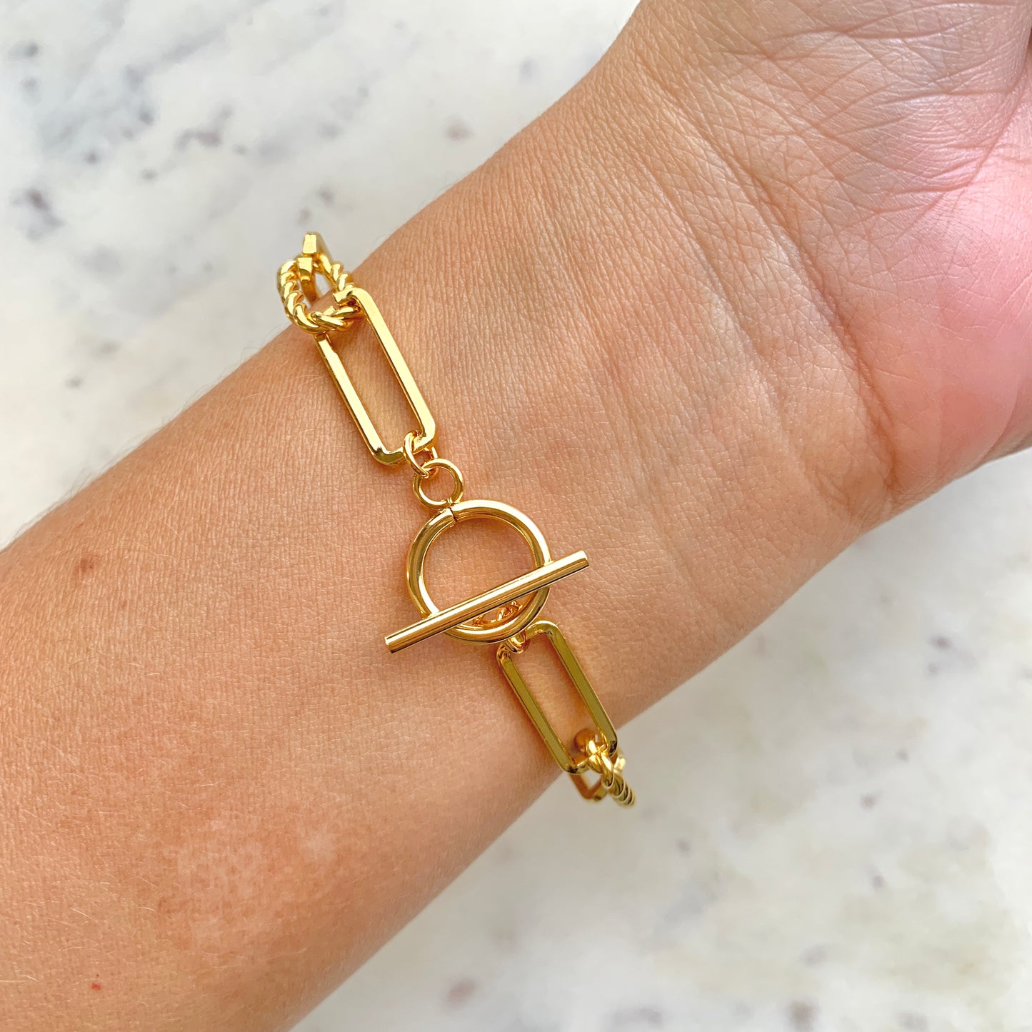 18k Gold Plated Paperclip Chain Bracelet