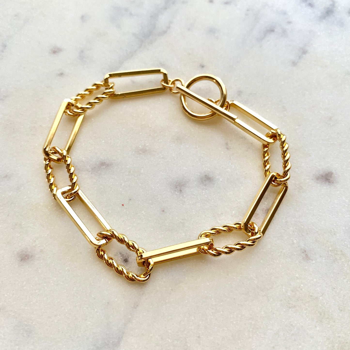 18k Gold Plated Paperclip Chain Bracelet