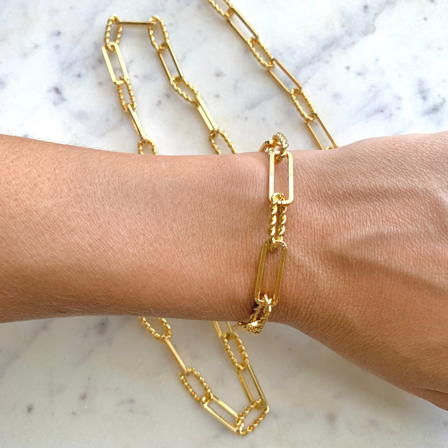 18k Gold Plated Paperclip Chain Bracelet