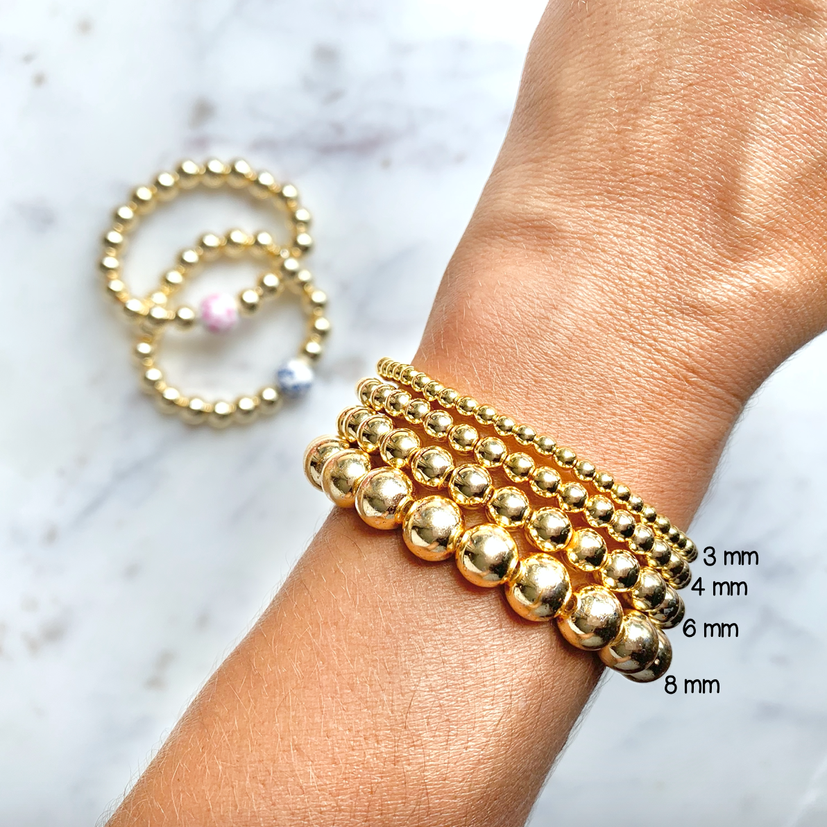 Gold Ball Stacking Bracelet, in Hematite Metal